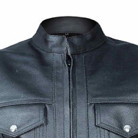 Real Leather Vest Chest Pocket