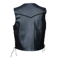 leather vest Motorcycle Biker Riders Leather Black Vest back side