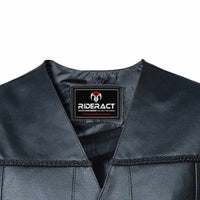 Leather Motorbike Casual Multi Braided Adjustable Vest