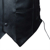 Leather Motorcycle Vest Metal Snap Front Buttons
