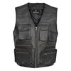 RIDERACT® Mens Biker Leather Cargo Vest