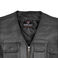 Leather Cargo Biker Leather Vest Polyester Lining