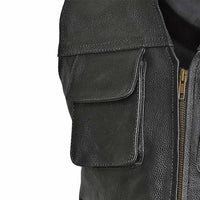 Motorbike Riding Jacket Press Studded Chest Pockets