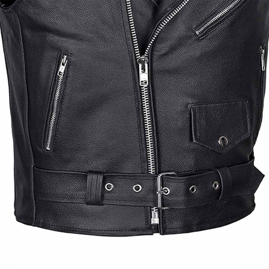 Brando Sleeveless Jacket Style Vest Adjustable Belt Loop
