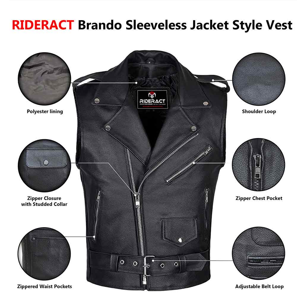 Brando Sleeveless Jacket Style Vest Infographics