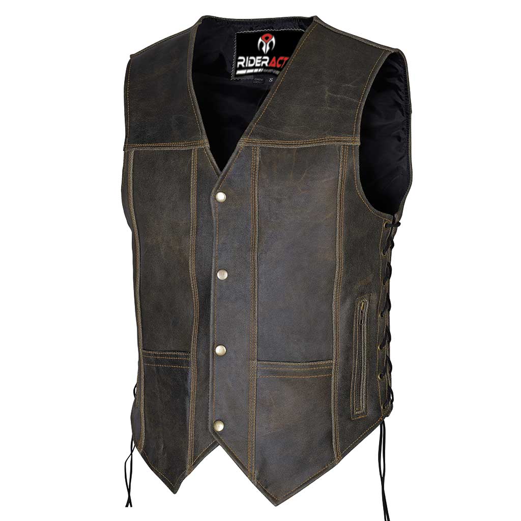 leather vest harley style cracket mens