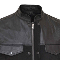 Denim Leather Vest Zipper and Studd Closure