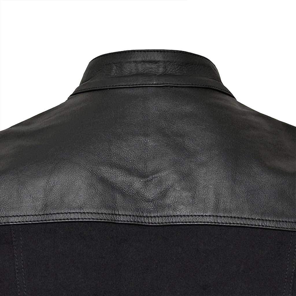 Denim Leather Vest Back Side