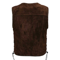 suede leather vest back pose