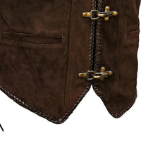 Motorbike Leather vest Antique Hooks FRONT CLOSURE
