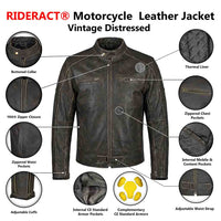 Motorcycle leather jacket with features