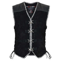 Black leather motorcycle vest