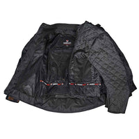Black quilted motorcycle jacket