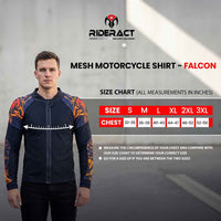 size chart RIDERACT® Mesh Motorbike Shirt
