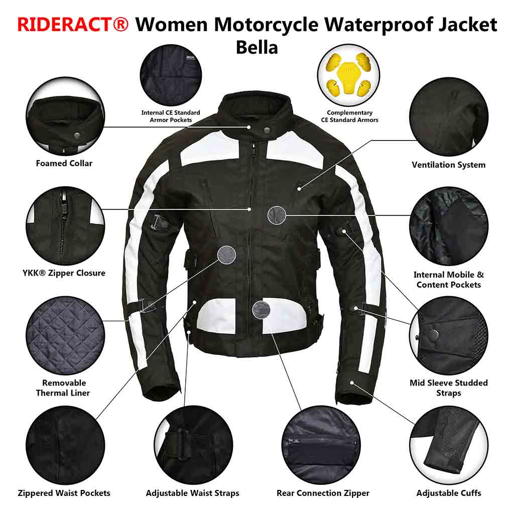 Infographics Women Motorcycle Waterproof Jacket Bella