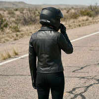 Brando Leather Moto jacket for women back side