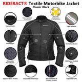 RIDERACT® Men’s Motorcycle Jacket Waterproof Classic Biker Jacket Black