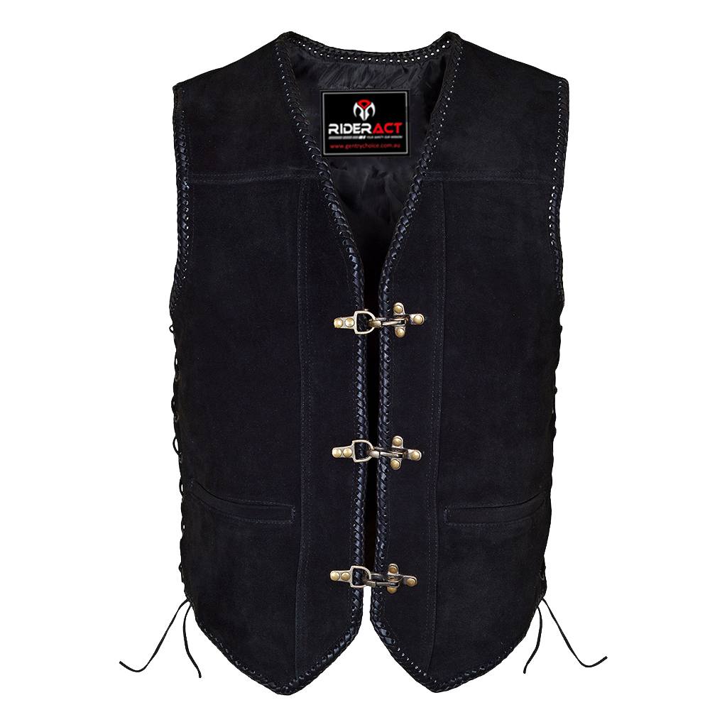 Mens Suede Leather Vest Black