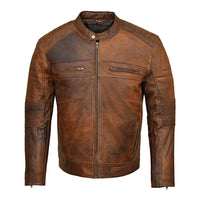 Rideract Motorbike Leather Jacket brown