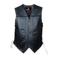 leather vest Motorcycle Biker Riders Leather Black Vest Braid Simple Style Waistcoat