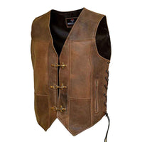 Distress Leather Vest with Clasps