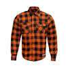 RIDERACT® Mens Orange Motorcycle Flannel Shirt Reinforced