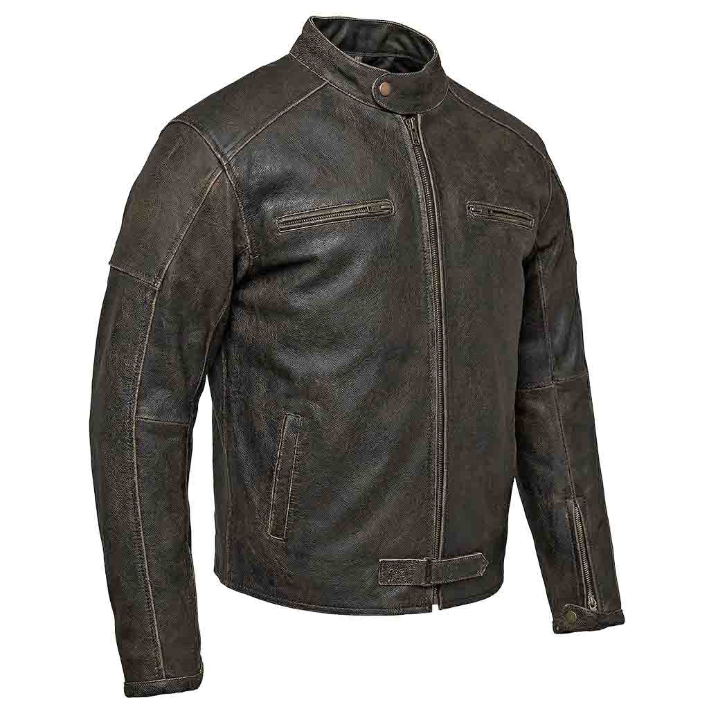 Side view Distressed Leather Jacket
