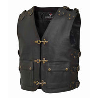 RIDERACT motorbike leather vest black for men
