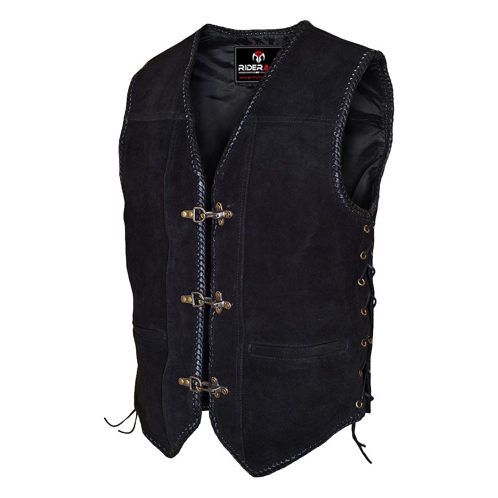 Black suede leather vest