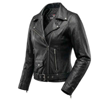 Women Moto jacket Black Side Pose