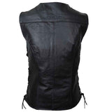 women  Adjustable biker vest Back pose