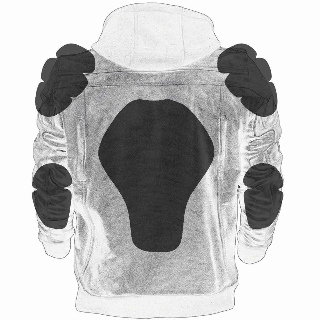 Leather Motorcycle jacket CE Armors inside pose