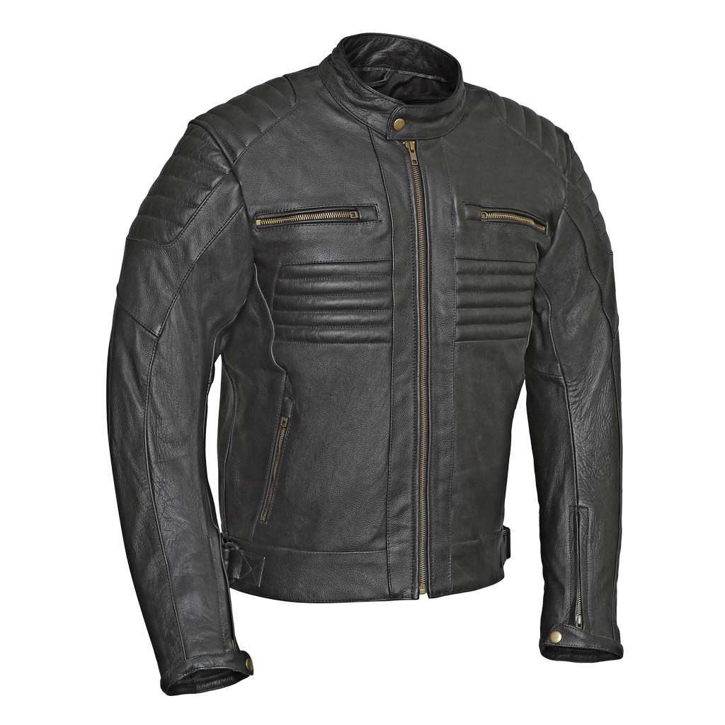 RIDERACT Motorbike Leather Jacket Black Combat