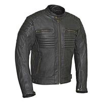 RIDERACT Motorbike Leather Jacket Black Combat