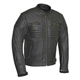 RIDERACT Motorbike Leather Jacket Black Combat