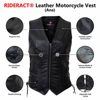 RIDERACT Women Motorcycle Vest Anna Infography