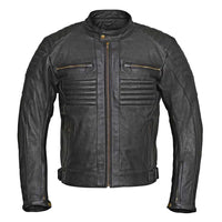RIDERACT Motorbike Leather Jacket Black Combat Combat