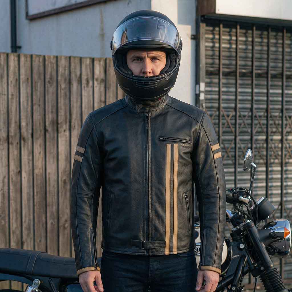 striper motorcycle jacket black