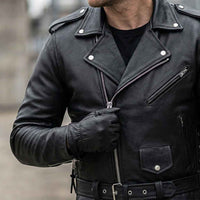 black leather motorcycle jacket 