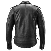 Backside view of motorcycle leather Jacket RIDERACT®