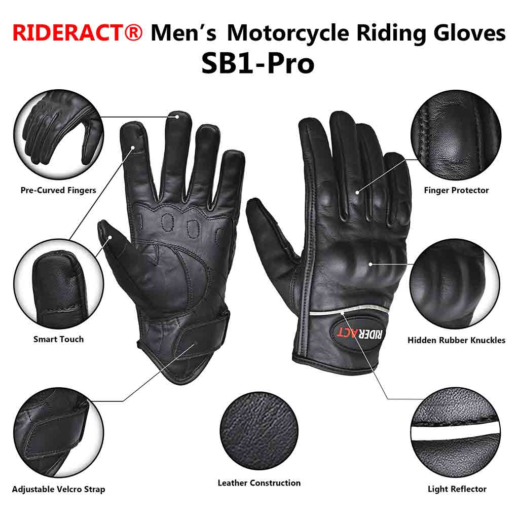 Infographics leather moto gloves