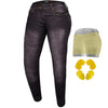 RIDERACT® Womens Motorbike Jeans Reinforced with Aramid Fiber Black