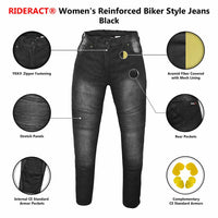 RIDERACT® Women's Bikers Style Jeans Infographic