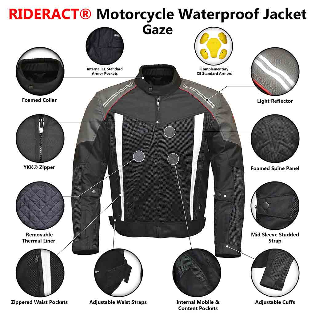 Infographics image RIDERACT® Waterproof Motorcycle jacket Gaze