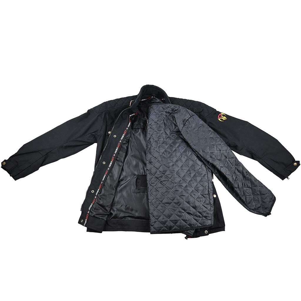 black quilted linner cotton motorcycle jacket 
