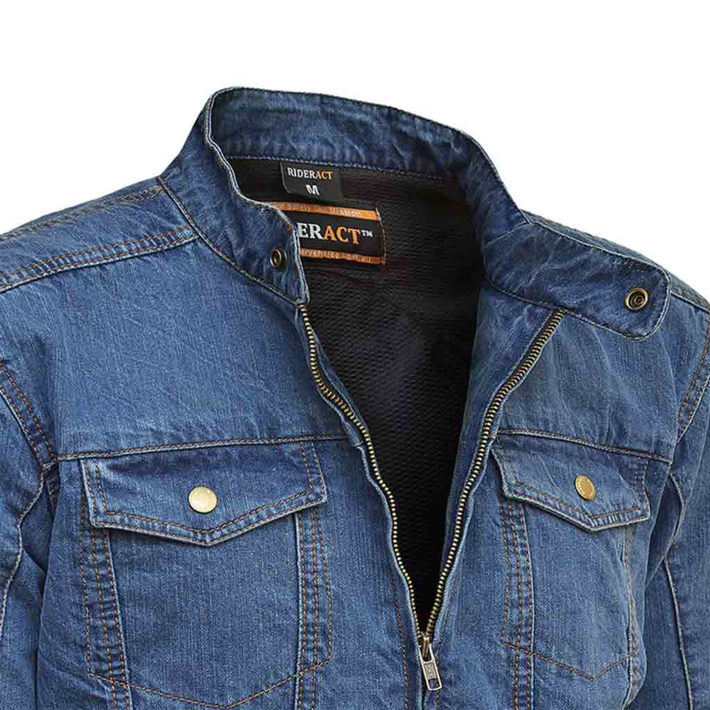 Two chest pockets with stud press flaps denim jacket 