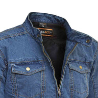 Two chest pockets with stud press flaps denim jacket 