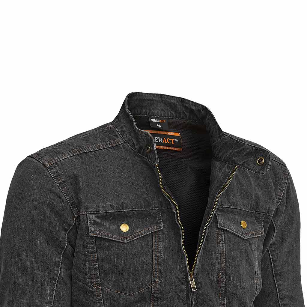 Two chest pockets with stud press flaps denim jacket 