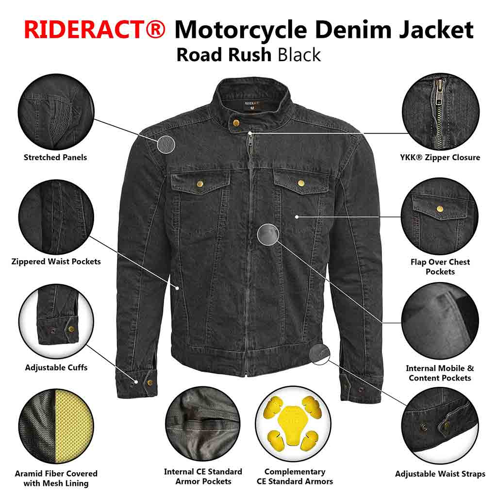 Infographics Motorcycle Denim Reinforced Jacket