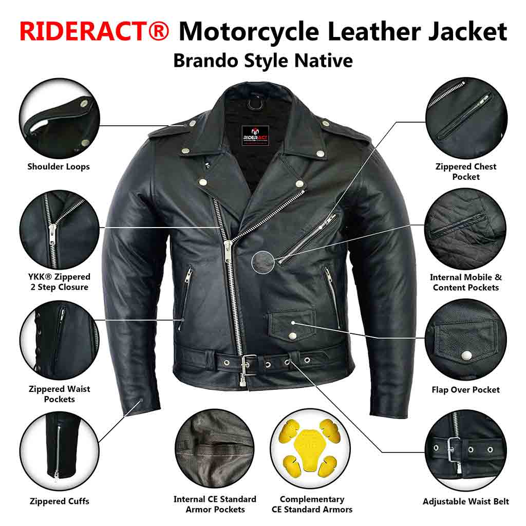 Infographics Brando Leather Biker jacket